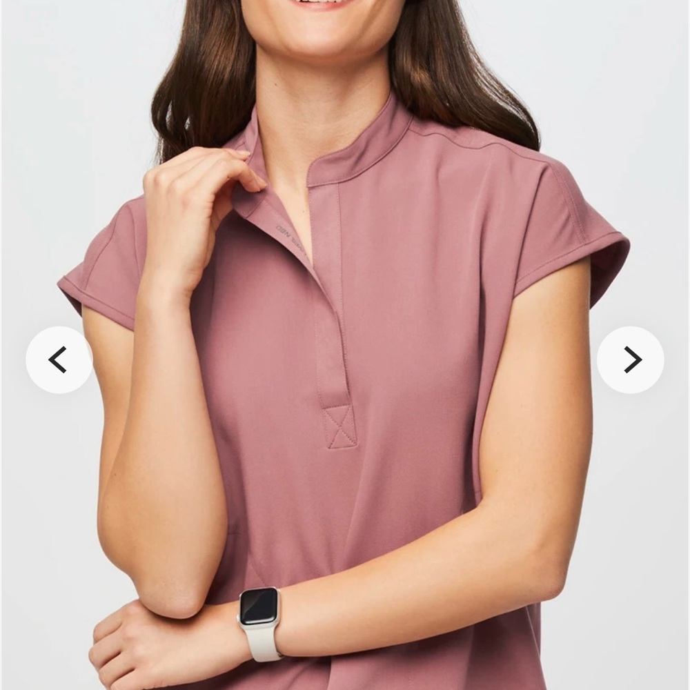Figs Rafaela Scrub Top in Terracotta